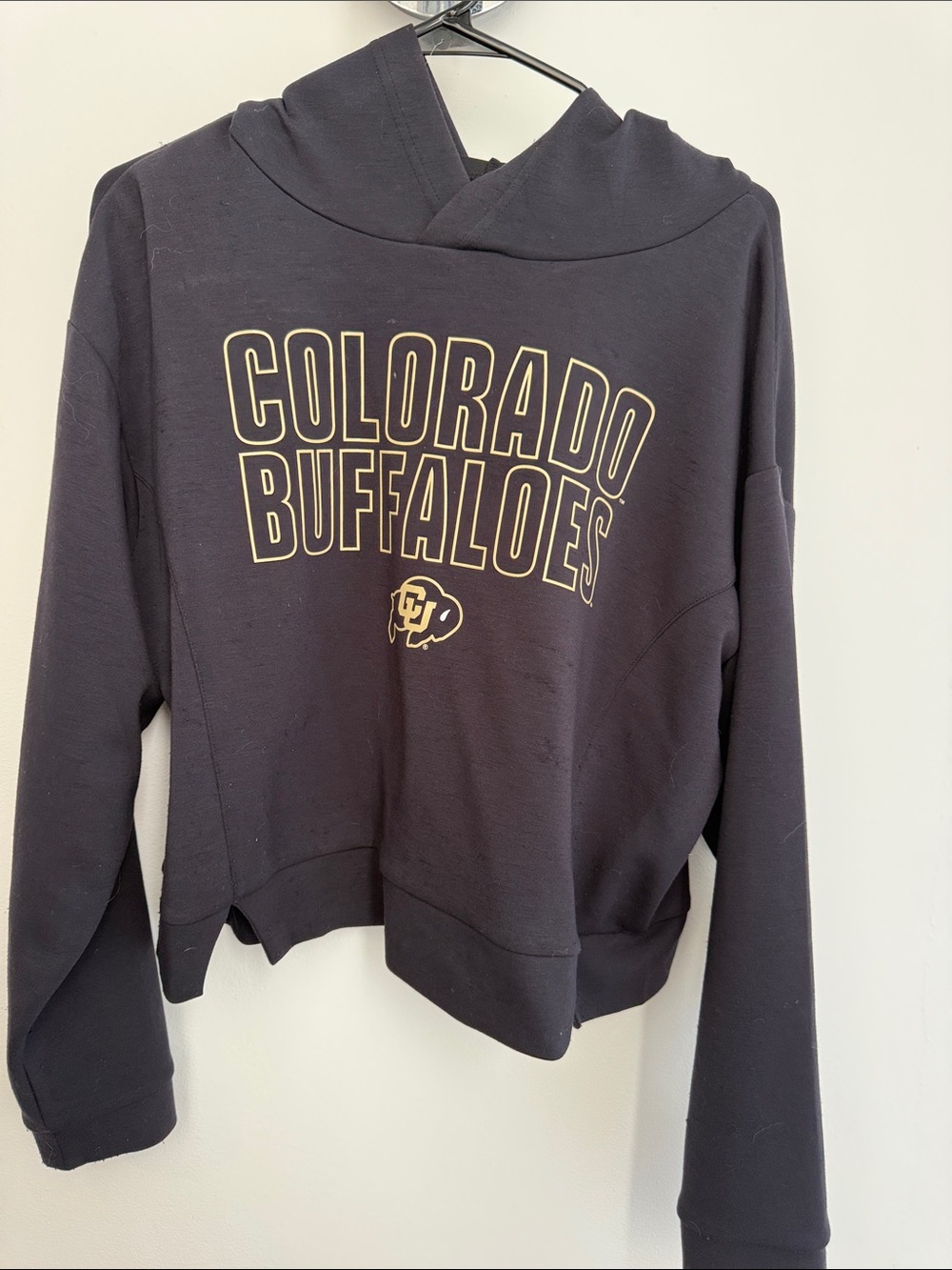 Colorado Buffaloes Black Cropped Hoodie - Women's Crew/Scoop Neck